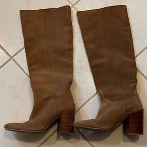 Brown Suede Knee-High Boots - size 36